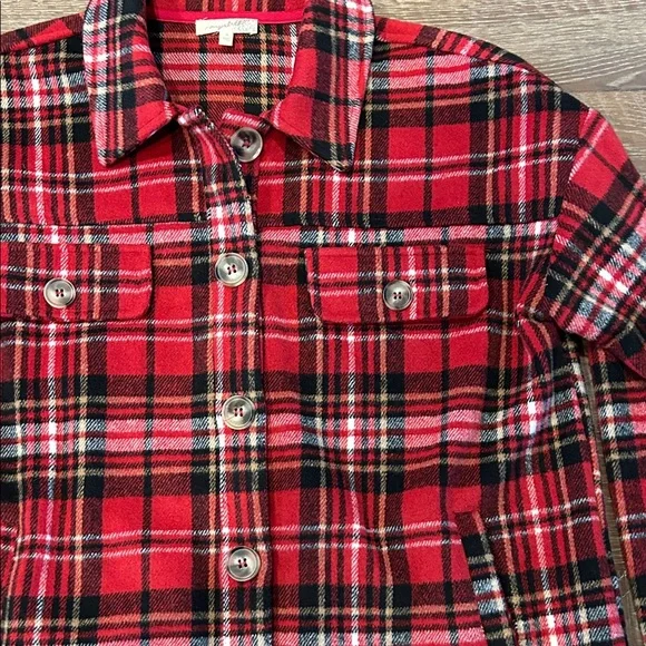 Mystree Red and Black Plaid Shacket - Picture 3 of 7